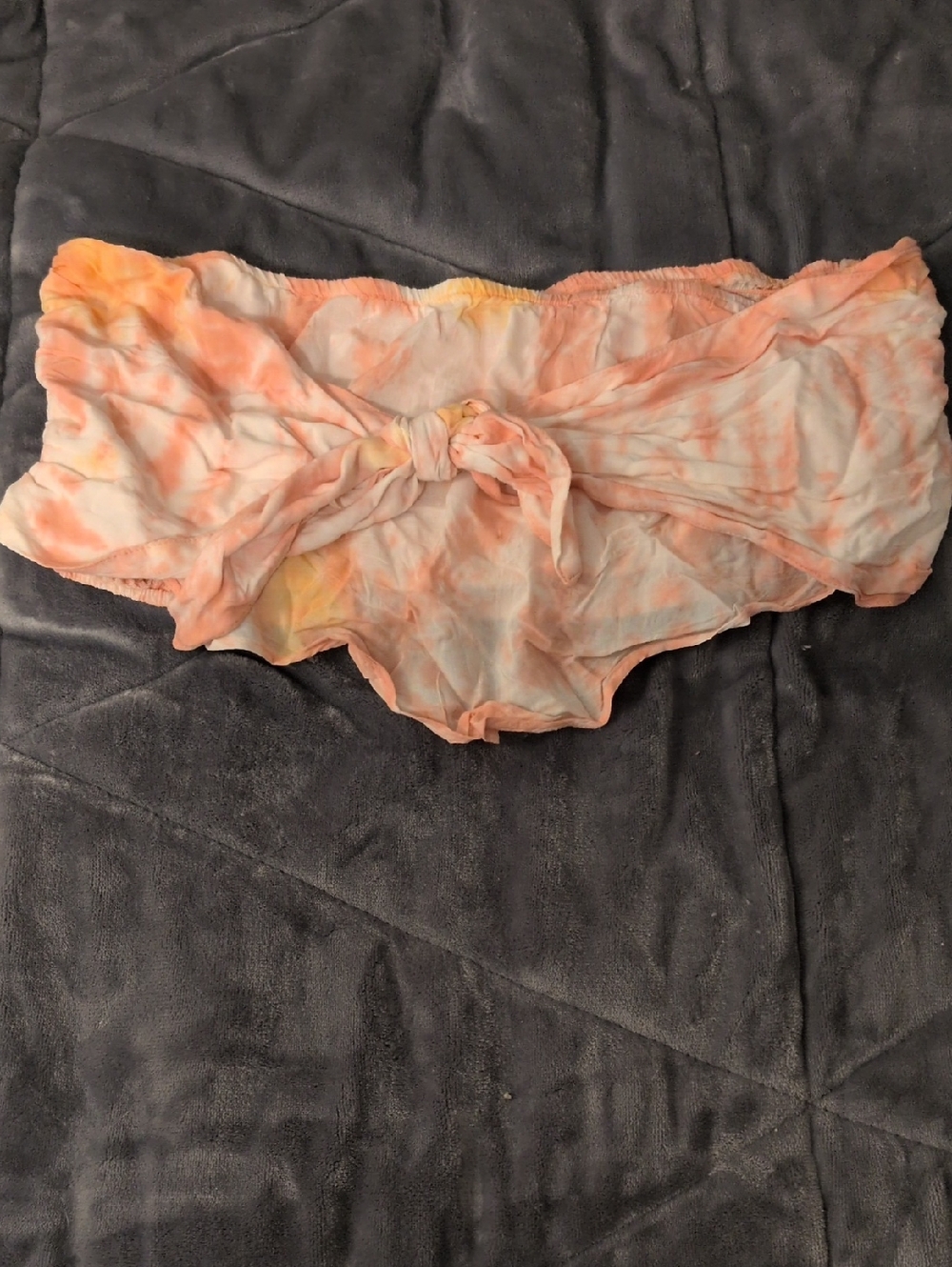 aerie Peach & Yellow Tie-Dye Knotted Bandeau Top